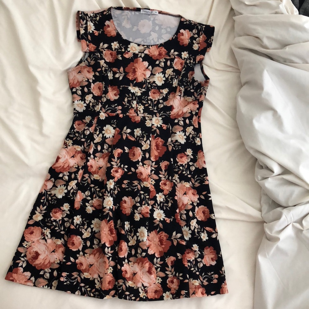Black Floral Expected by Lilac Clothing Dress XXL